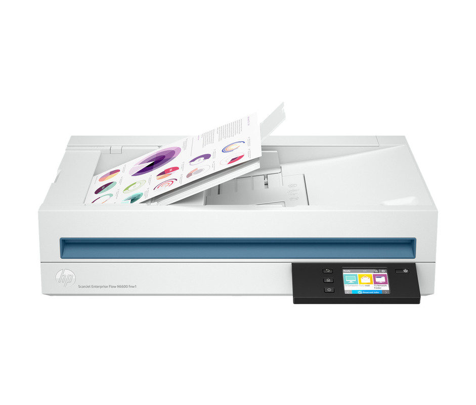HP SJ Enterprise Flow N6600 fnw1 Velocidad de Scaner  Up to 50 ppm/100 ipm (b&w, gray and color, 300 dpi)