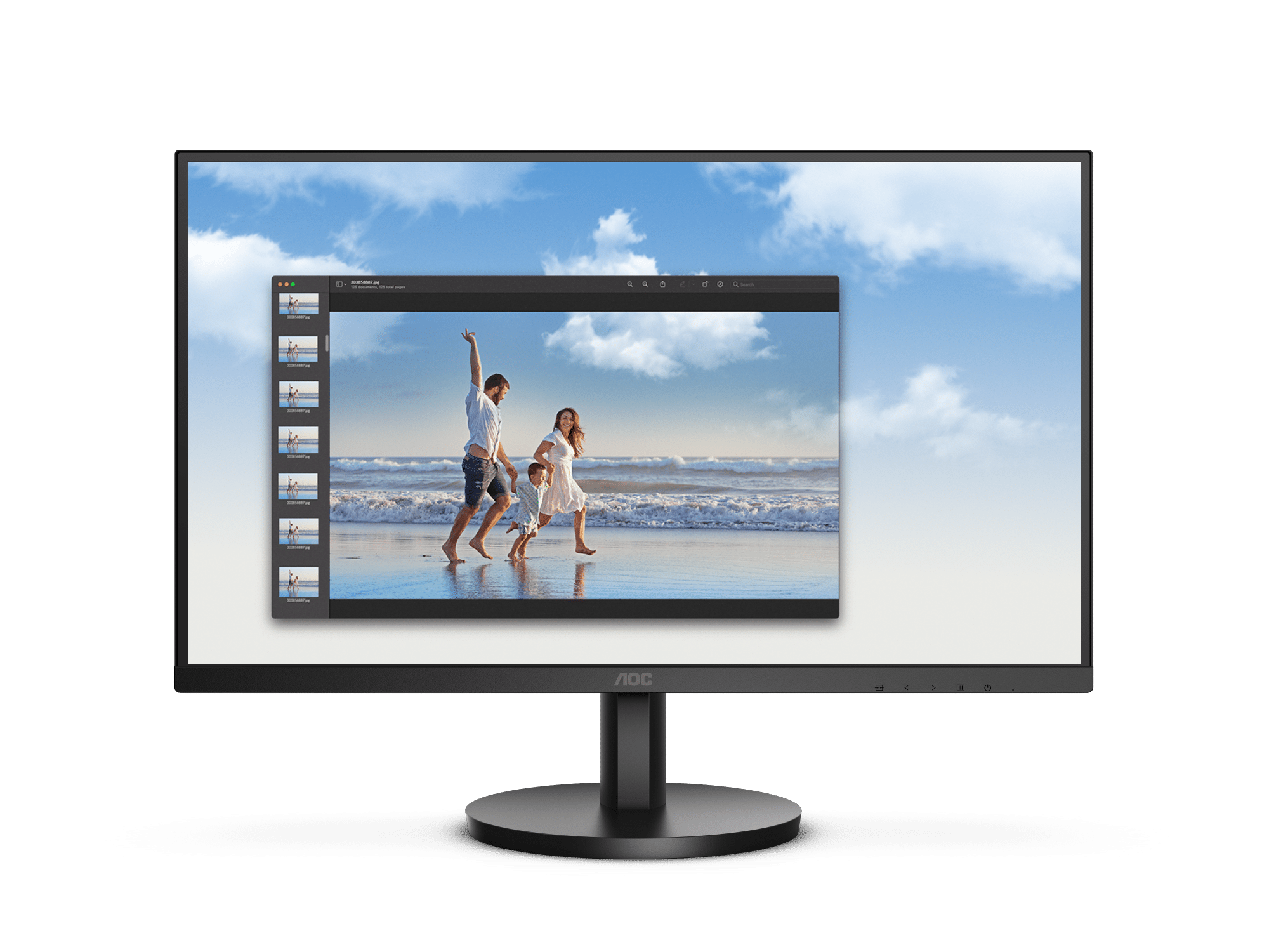 Monitor AOC LED Profesional plano 21.5 VA Full HD (1920 X 1080) / 75Hz / 4 ms / VGA / HDMI /Base Fija / Kensington Lock / Adaptive Sync.