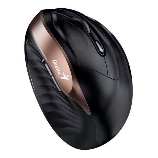 Mouse GENIUS Ergo  8250 Dorado Tipo: Optico/Botones: 6/Resolucion: 800 / 1200 / 1600 DPI/Interfaz: 2.4 GHz/Puerto USB/Alcance: 10 metros (sin interrumpir)/Alimentacion: 1 pila AA (incluida)/Medidas: 111.2 x 78.3 x 73.8 mm/Peso: 97 gr - Imagen 5