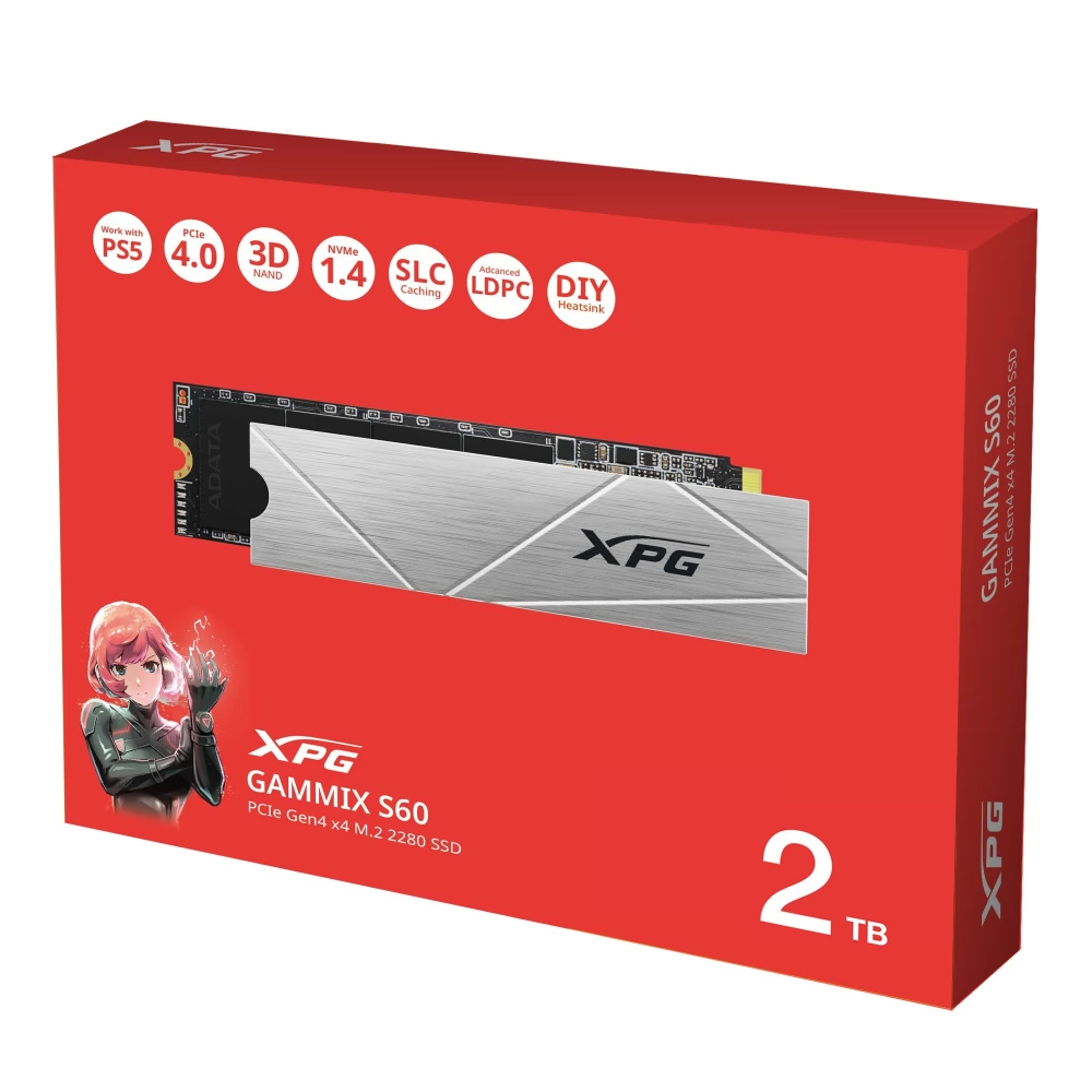 Unidad de Estado Solido ADATA GAMMIX 2TB S60 PCIe Gen4 x4 M.2