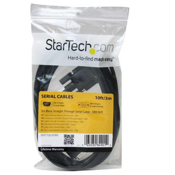 3m Straight Through Serial Cable M/F BK