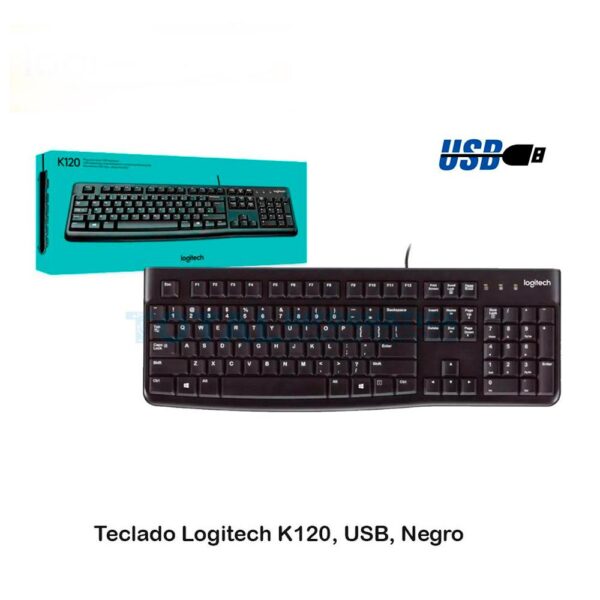 Teclado LOGITECH K120 QWERTY COLOR  Negro - Imagen 3