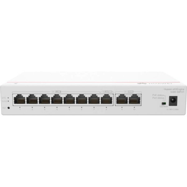 2*GE WAN, 8*GE LAN(PoE+, 124W), up to 350 users,forwarding performance 2Gbps