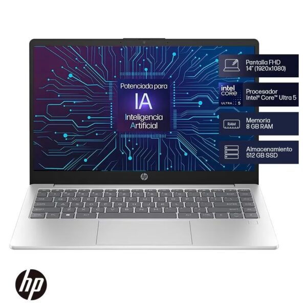 HP 14-ep1001la 14 FHD Intel Core Ultra 5 125H 8GB RAM 512GB SSD Windows 11 Home Plateado - Imagen 3