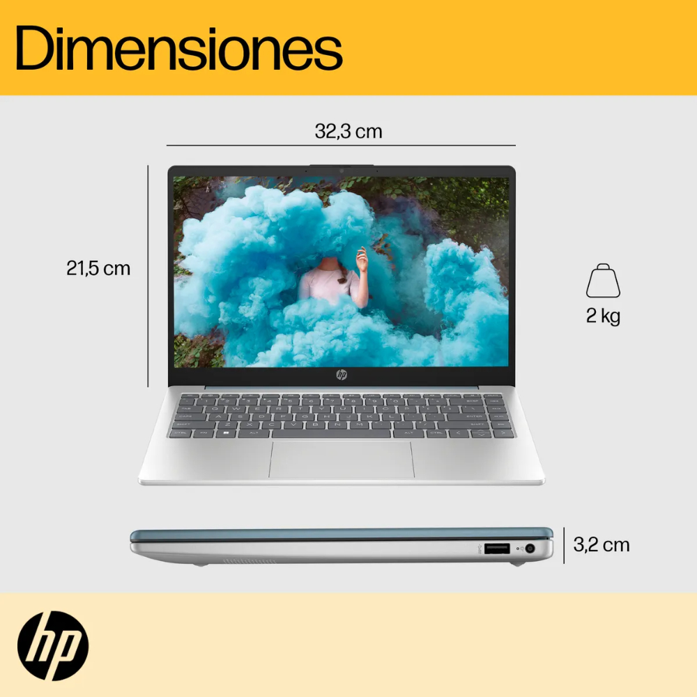 HP 14-em0021la 14 FHD AMD Ryzen 5 7520U 16GB RAM 512GB SSD Windows 11 Home Plateado