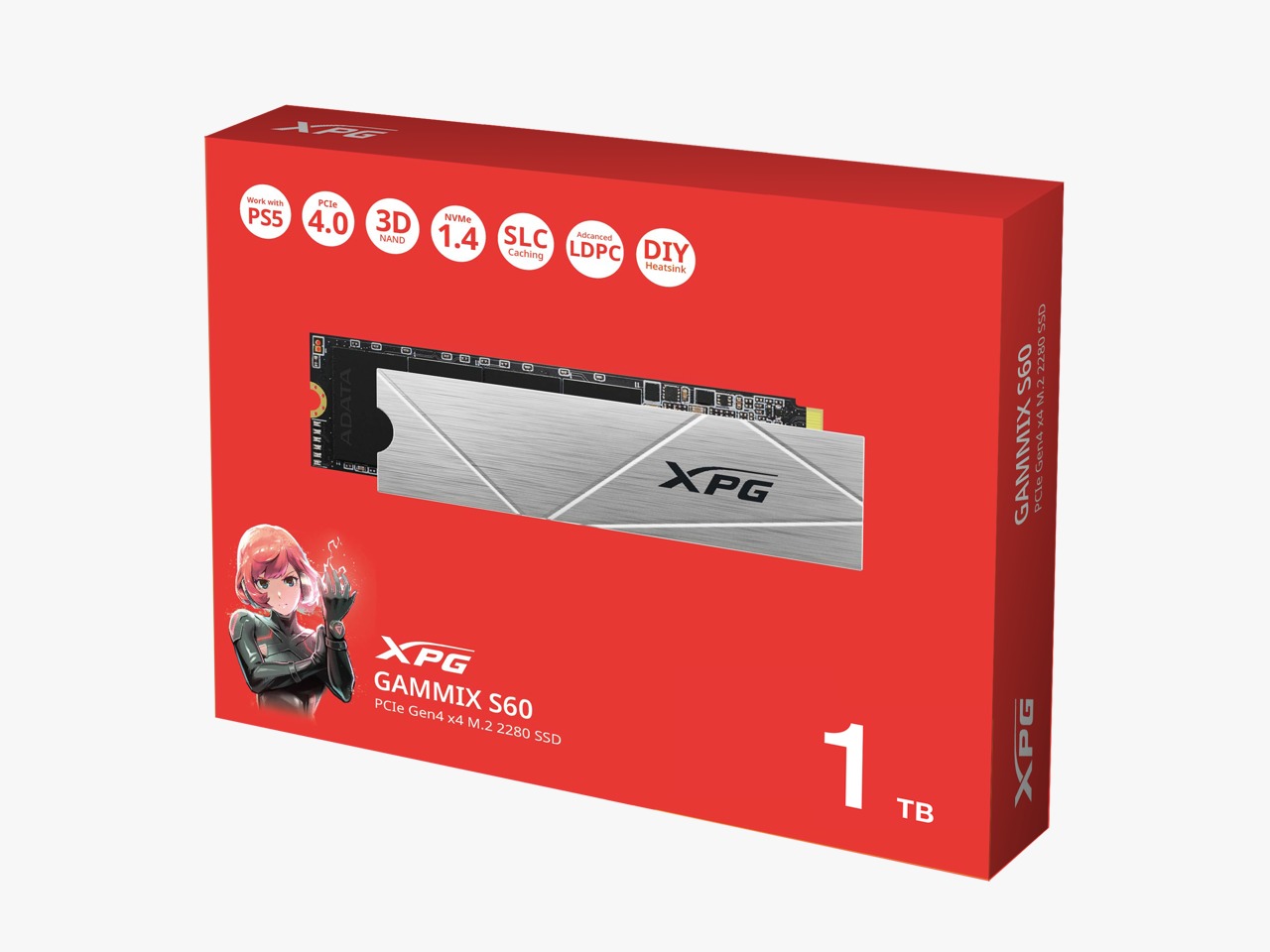 Unidad de Estado Solido ADATA GAMMIX S60 PCIe Gen4 x4 M.2 2280