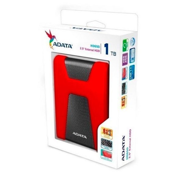 ADATA Disco Externo Antigolpes HD650 1TB COLOR Rojo - Imagen 3