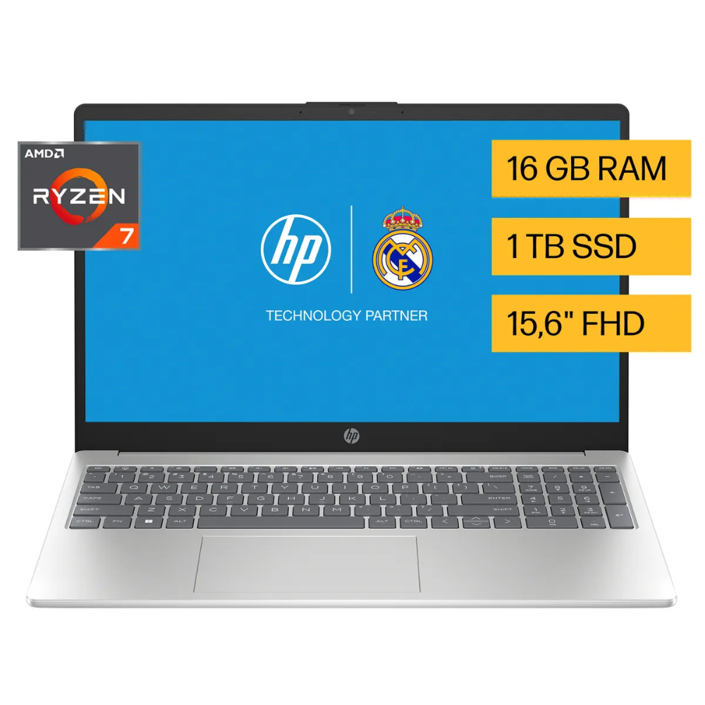 HP 15-fc0031la 15.6 FHD AMD Ryzen 7 7730U 16GB RAM 1TB SSD Windows 11 Home Plateado