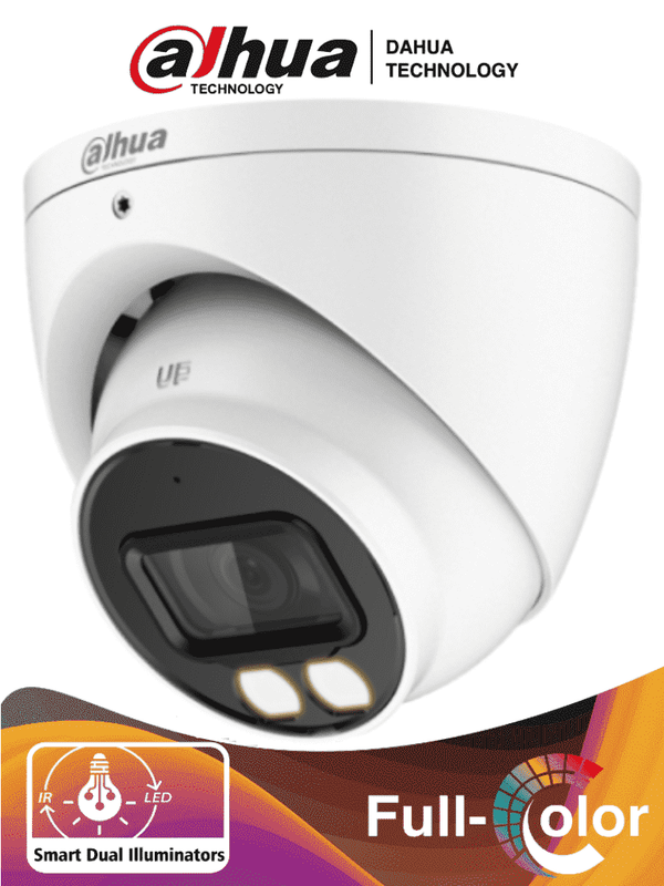 Camara Analoga Tipo Domo de 2MP/Lente Fijo 2.8MM/Smart Dual Light/Distancia de iluminación de 40m/Mic Incorporado/Reducción de Ruido en Tres Dimensiones 3D NR /Proteccion IP67/12 VDC