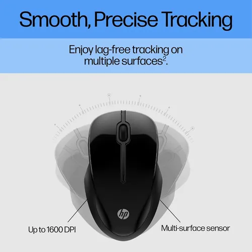 HP Mouse Dual Inalámbrico Bluetooth Ergonómico Óptico 250 Negro