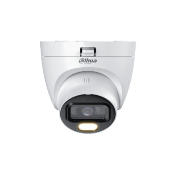 Camara Dahua Domo, 5MP, Full Color, Lente Fijo 2.8 mm, Audio incorporado, WDR, 4en1 switchable (CVI/TVI/AHD/CVBS), Metal, IR40m, IP67, 12VDC.