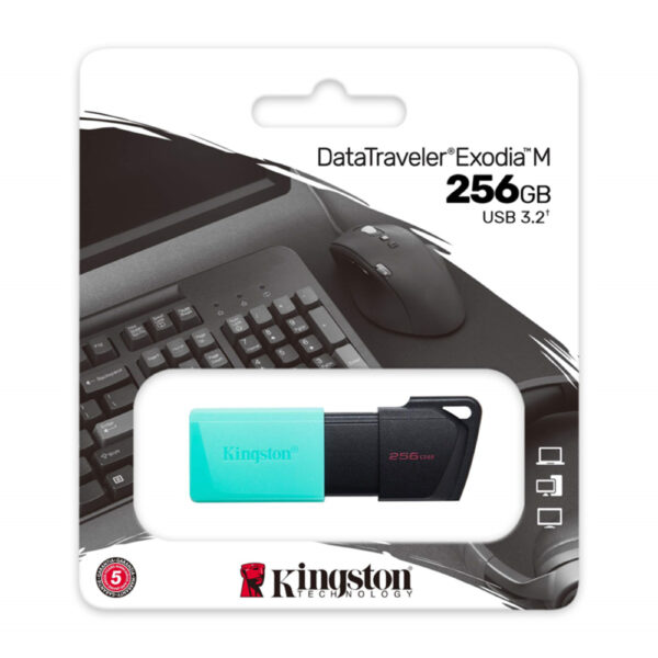 Usb Kingston 256GB 3.2 Gen1 DataTraveler Exodia M (Black + Teal) - Imagen 3