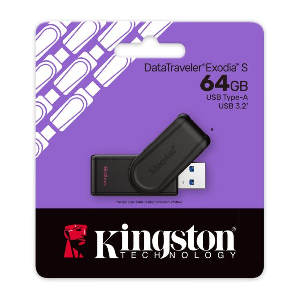 Usb kingston 64GB 3.2 DataTraveler Exodia S (Black/Black) - Imagen 3