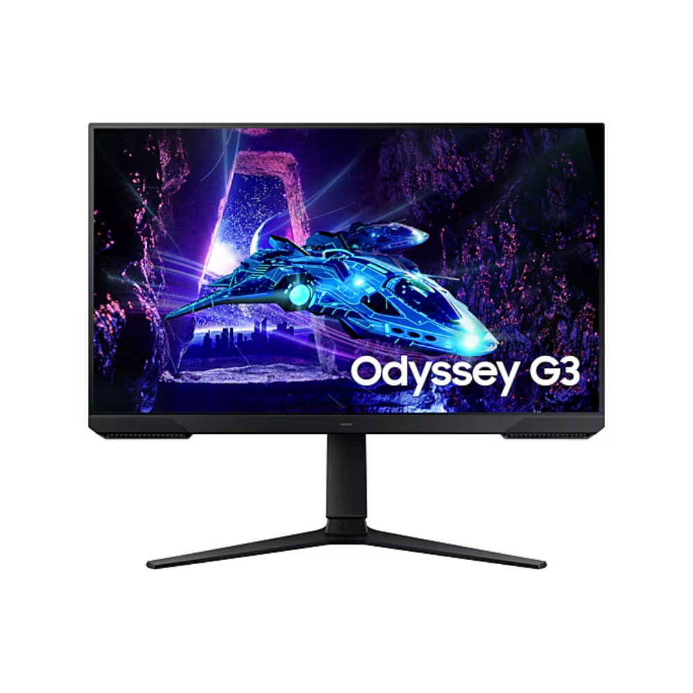 Monitor Samsung  plano gamer Odyssey G3 27 Panel  VA  Color Negro, Brillo: 250cd/m2 16:9,  Res: 1920X1080, TR: 1 ms 180 HZ Eye Saver Mode, Flicker Free, Windows Certification,  FreeSync Premium,Pantalla VESA HDR 400, Conectividad: Display Port 1.4, HDMI 2.0, USB service   Auriculares – Vesa, 75*75, Incluye (Cable DP) 3 años de Garantia