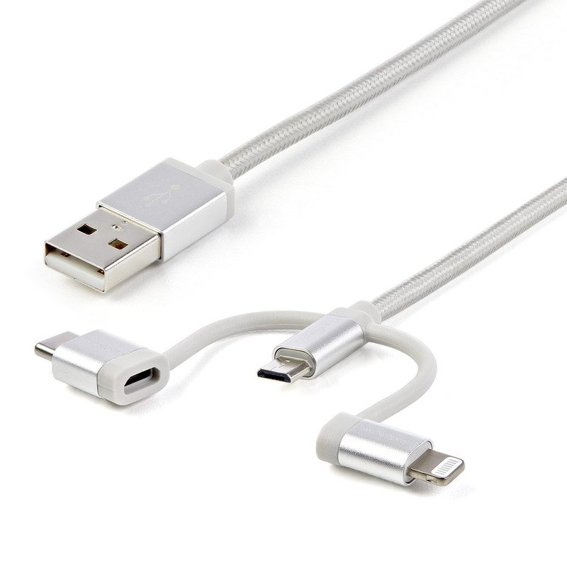 Cable 1m USB a USBC Micro Lightning
