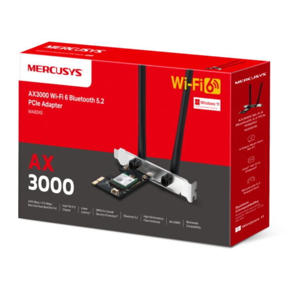 Adaptador de red MERCUSYS PCIe AX3000 Wi-Fi 6 Bluetooth 5.2 - Imagen 2