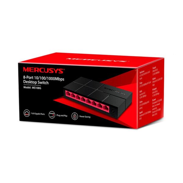 Switch MERCUSYS de Escritorio de 8 Puertos Gigabit, Caja Plástica - Imagen 2