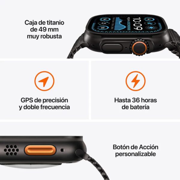 Apple Watch Ultra 2 GPS + Cellular 49mm Black Titanium Case with Black Titanium Milanese Loop - M - Imagen 3
