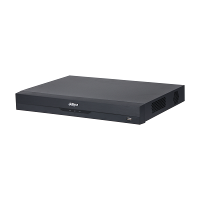 Grabador de Video IP 16CH/2HDD 1U/Admite los formatos de decodificación Smart H.265+/Máx. 384/384/384 Mbps de ancho de banda/Admite cámaras IP con una resolución de hasta 32 MP/admite detección y reconocimiento de rostros de 2 canales, hasta 20 bases de datos de rostros y 20 000 imágenes de rostros/Protección perimetral de 4 canales; SMD Plus de 8
