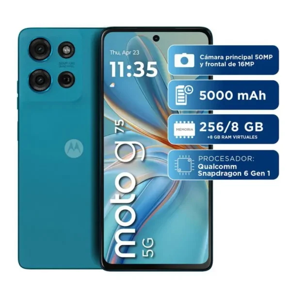 Celular Motorola Moto G75 8GB 256GB IPS 120Hz Water Blue - Imagen 2