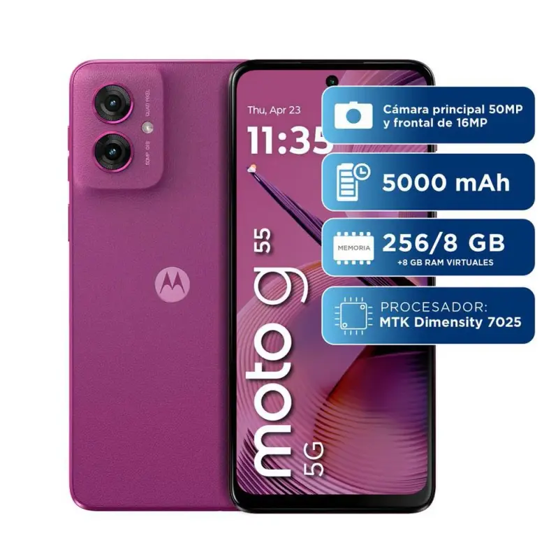Celular Motorola Moto G55 8GB 256GB IPS 120Hz Rosa