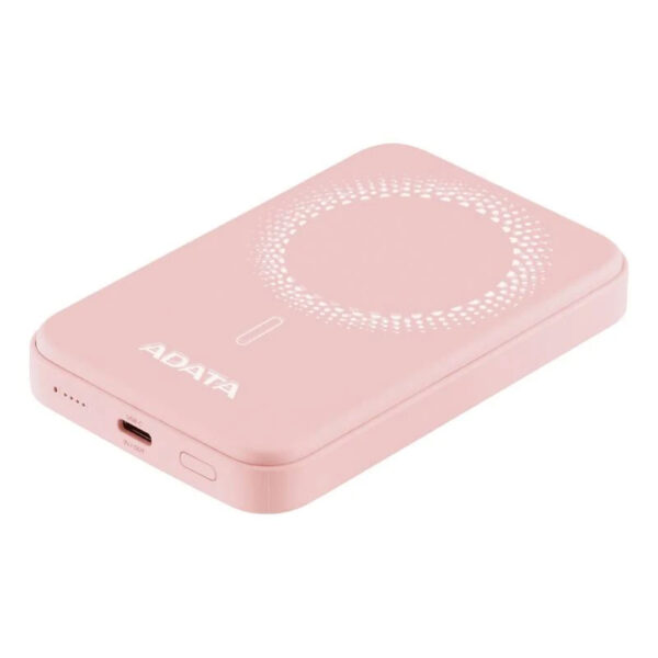 Power Bank Rosada  5000mAh magnetica, 1 Puerto tipo c entrada y salida - Imagen 3