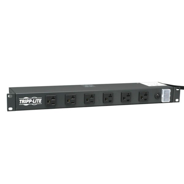 RS-1215-20T Barra de contactos Eaton Tripp Lite para instalación en rack 1U, 120V, 20A, L5-20P, 12 tomacorrientes (6 adelante, 6 atrás), cable de 4.57 m [15 pies] - Imagen 2