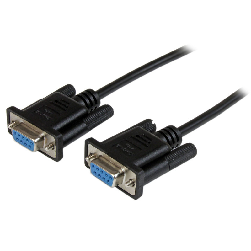 2m Black DB9 RS232 Null Modem Cable FF