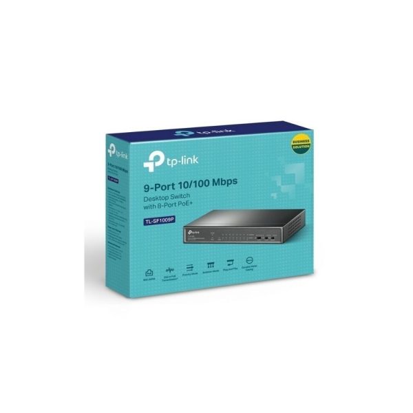 Switch TPLINK PoE de escritorio de 9 puertos a 10/100 Mbps con PoE + de 8 puertos, 8 puertos PoE + de 10/100 Mbps, - Imagen 4