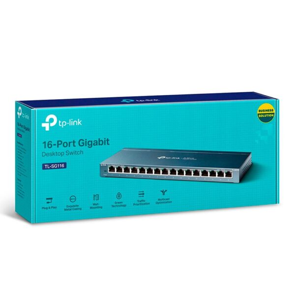 Switch 16 Puertos Gigabit Desktop 16 puetos Gigabit RJ45 SPEC: Caja de acero para Desktop, Plug and Play - Imagen 4