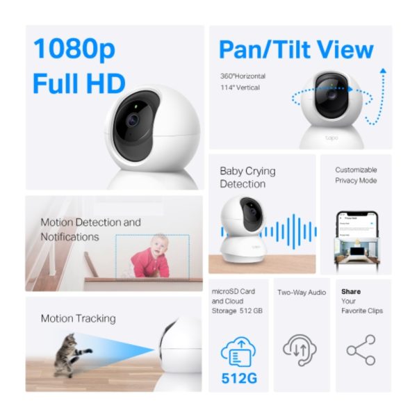 Cámara TAPO TPLINK Wi-Fi de sobremesa de 360 Grados con Detección por IA - Imagen 3