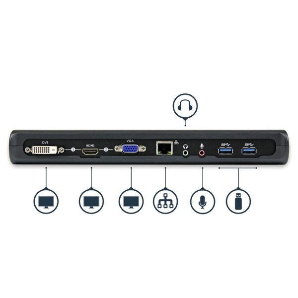 Universal Dual Video USB 3.0 Laptop Dock - Imagen 3
