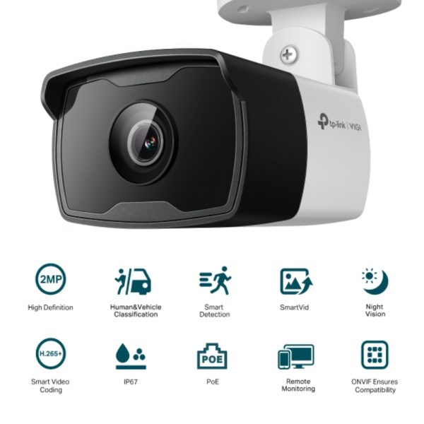 Cámara IP VIGI tipo Domo de 2MP.Lente Fijo 2.8 mm.FUNCIONES: Detección Inteligente (Clasifica Humanos y Vehículos), Detección de Movimiento, Detección de Intrusión de Área, Detección de Cruce de Línea, Detección de Manipulación de Cámara, Detección de Objeto abandonado - Imagen 3