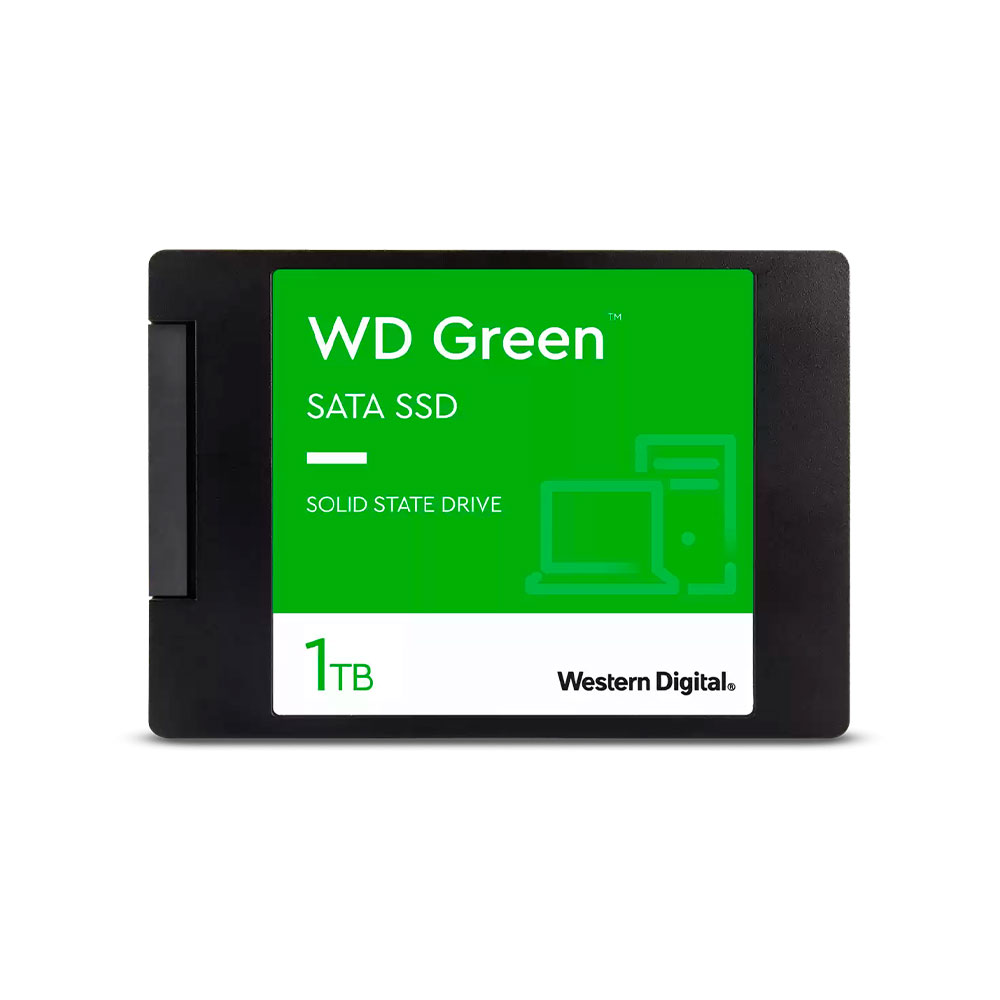 Unidad de estado sólido interna SSD Western Digital Green 1TB  con puerto SATA y factor de forma 2.5” (7mm), creado para las necesidades más básicas del cómputo diario, pero con un rendimiento y velocidad mayor que una unidad mecánica.
