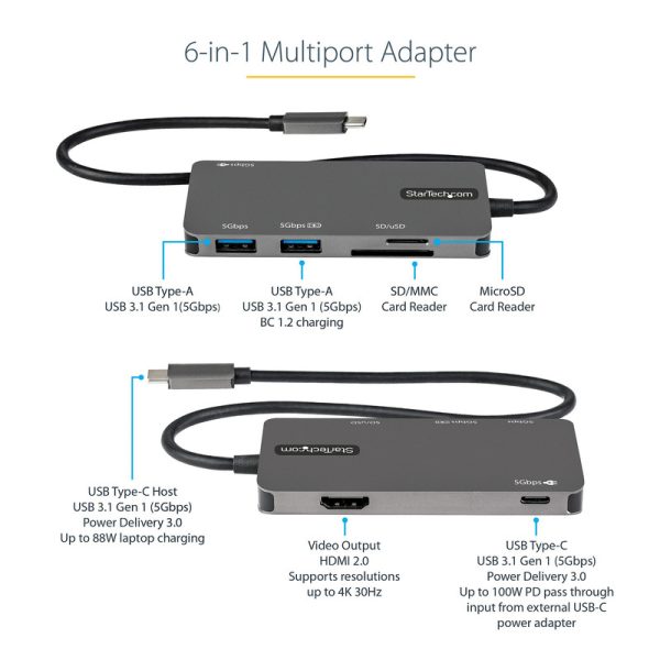 USB C Multiport Adapter - 4K HDMI/PD/USB - Imagen 2
