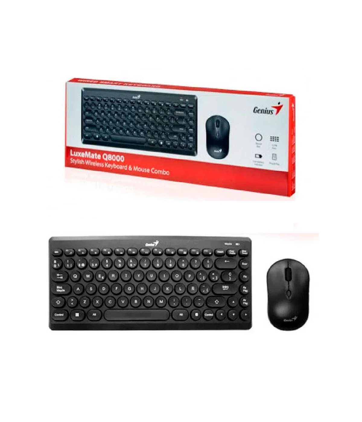 Combo Teclado GENIUS + Mouse LuxeMate Q8000 Inalambrico COLOR Negro