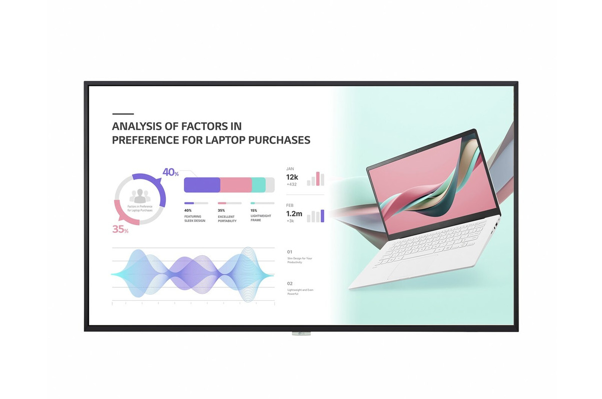 Monitor Industria 65/ WEB OS /3840x2160/500 nit/Quad Core SoC/Portrait amp Landscape/Built in wifi/ 24x7 / PIP amp PBP / Inclinacion 30 grados/ IP5X/ Haze (antireflejo)  28%/ / 3 años de garantia