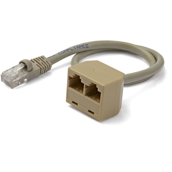 2-to-1 RJ45 Splitter Cable Adapter - F M - Imagen 2