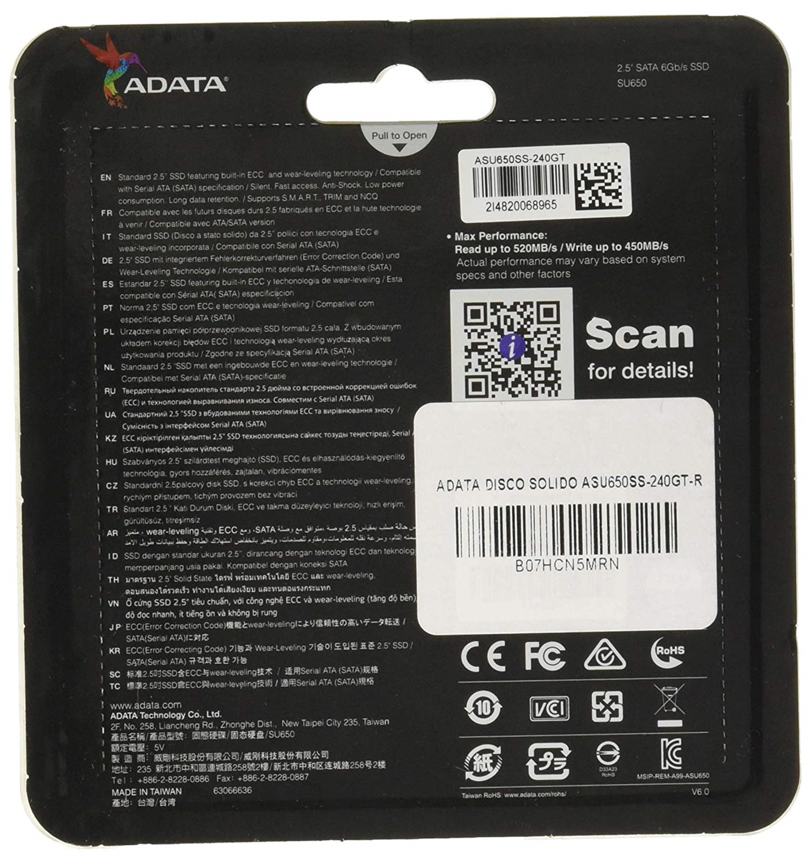 Unidad Estado Solido ADATA SU650 240GB